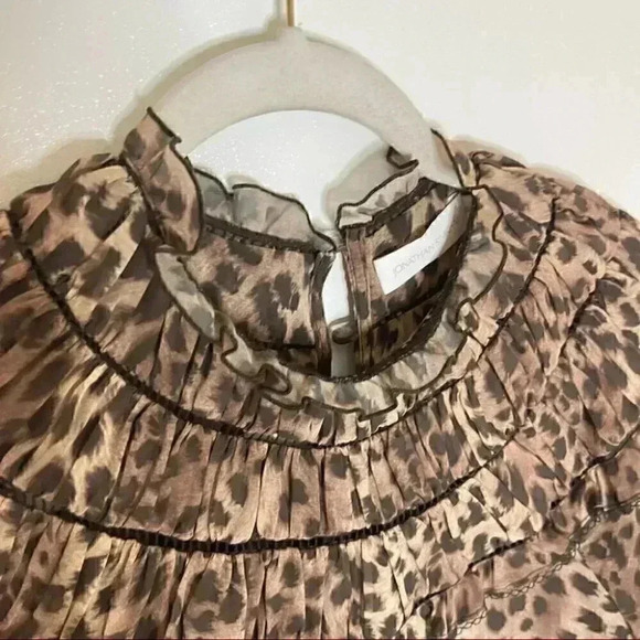 NEW Jonathan Simkhai Felicity Chiffon Blouse Camel Leopard Y2K 90s Animal Print - Picture 4 of 9